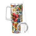 thumbnail image 2 of 40zo Ice Bar Cup With Handle Double Insulation Large Capacity Rust Prevention For Daily Travel And Other Scenes Fall Flowers Lily Flower Butterflies Bees, 2 of 8