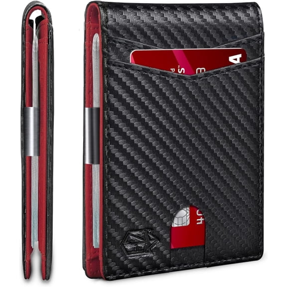 CHICAURA Rfid Blocking Genuine Leather Slim Bifold Wallet with ID Window for Men 1 pack Black