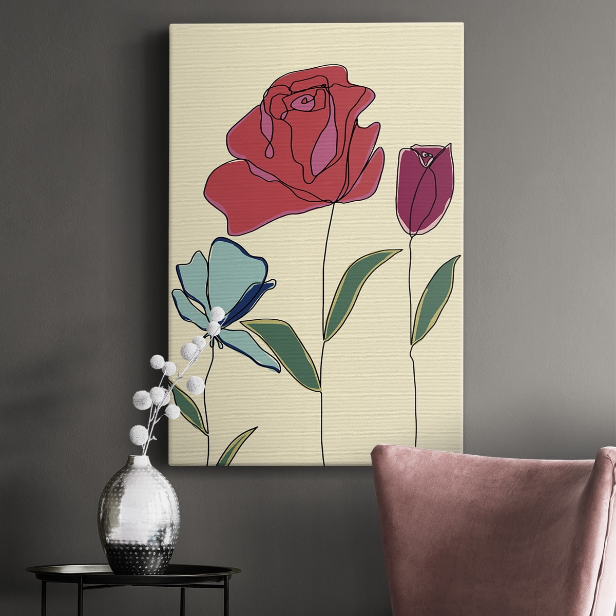 Colored Floral I Premium Gallery Wrapped Canvas - Ready to Hang