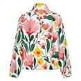 thumbnail image 6 of Jackets for Women Winter Coat Jackets Flannel Stand Collar Jacket(Floral White Background Pretty Blooms,Size:S-4XL), 6 of 7