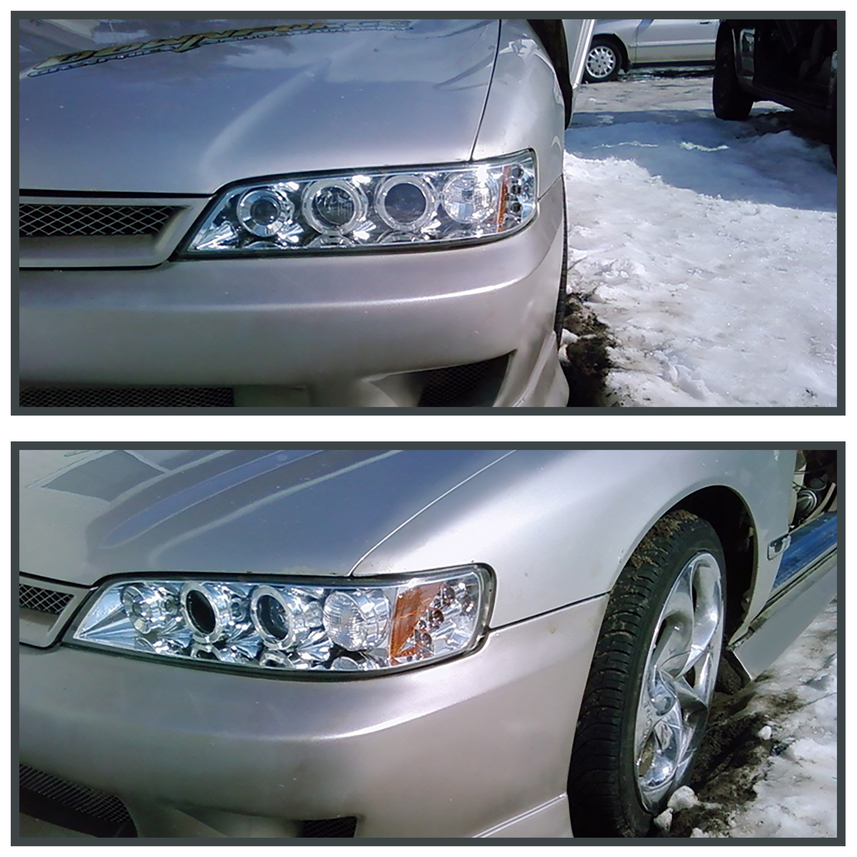 Clear Projector Headlights With Dual LED Halo For 1994-1997 Honda Accord 2/4Dr