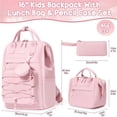 thumbnail image 2 of 4PCS Backpack with Lunch Box, Pencil Case & Earphone Bag, Waterproof Casual Daypack for Travel, Pink, 2 of 9
