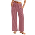 thumbnail image 6 of BUIGTTKLOP Wide Leg Pants for Women Flowy Palazzo Drawstring Elastic Waist Pant Summer Beach Trousers with Pockets, 6 of 6