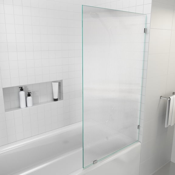 Glass Warehouse B-FL-34-CH Gaia 58-1/4" High X 34" Wide Shower Screen Frameless Tub Door -