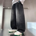 thumbnail image 2 of CPNG Boys Fashion Baggy Jeans Teen Boys Straight Wide Leg Elastic High Waist Casual Loose Denim Trousers Streetwear(Black,6-7 Years), 2 of 8