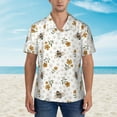 thumbnail image 4 of Lsque Bees And Flowers pattern Hawaiian Shirt for Men, Unisex Summer Beach Casual Short Sleeve Button Down Shirts-3X-Large, 4 of 9