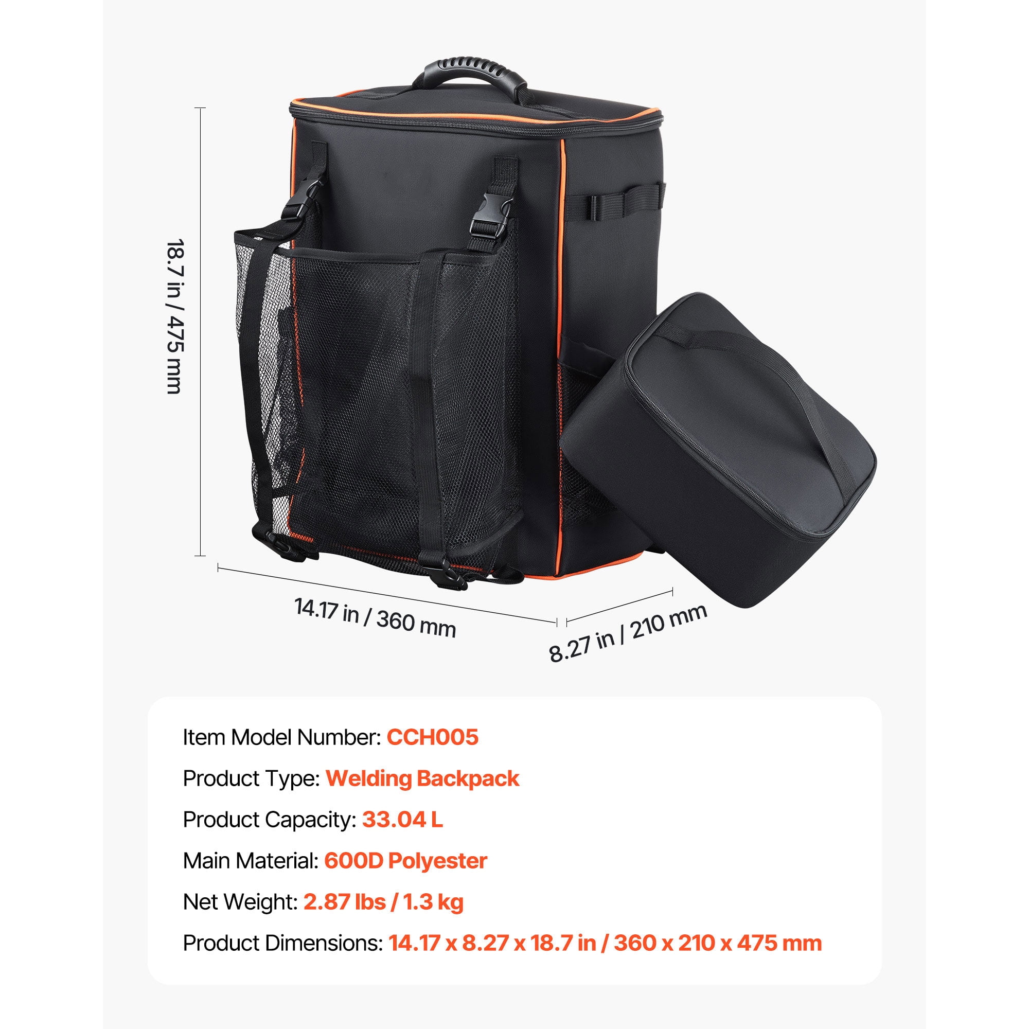 KFFKFF 33L Welding Backpack with Insulated Compartment & Helmet Storage, Durable 600D Polyester Gear Bag for Tools, Helmet, Camping, Hiking, and Multi-Purpose Use