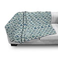 thumbnail image 3 of Geometric Soft Flannel Fleece Throw Blanket, Retro Inspired Pattern with Circular Floral Motif, Cozy Plush for Indoor and Outdoor Use, 70" x 90", Sea Blue Dark Turquoise, by Ambesonne, 3 of 6