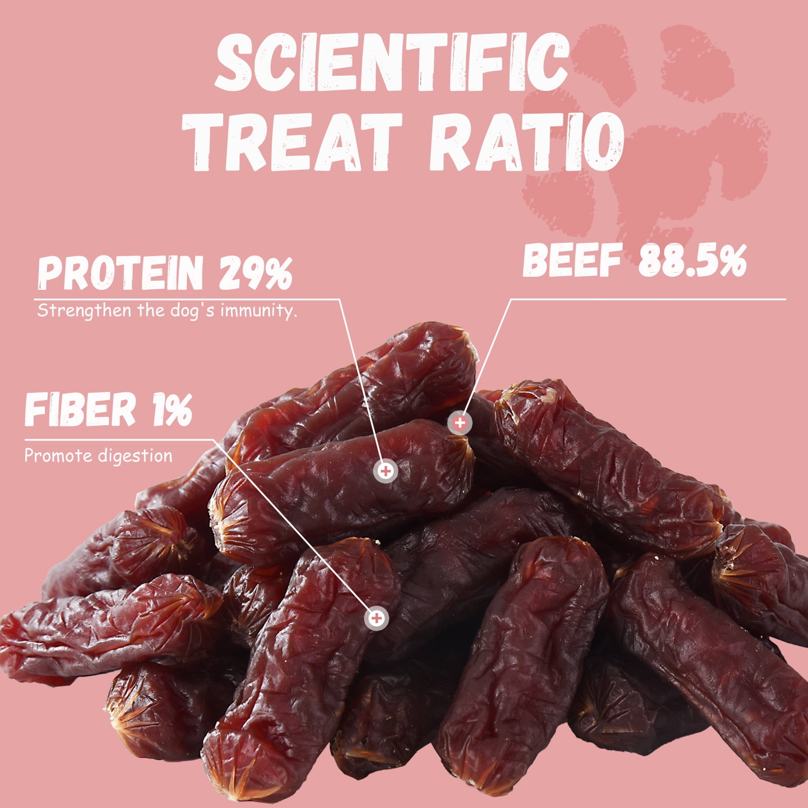 (2 pack) Pawmate Beef Sausage Dog Treats, Soft Low Fat Chewy Snacks for All Dogs, 10.6oz