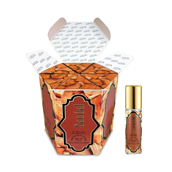 Nabeel Sandal Premium Attar Roll On Perfume Oil For Men & Women | 100% Non Alcoholic | Unisex Perfume Gift Set - Pack Of 6x 6ml, 0.2 Fl.oz. Each | Concentrated Perfume Oil