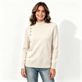 thumbnail image 2 of Women’s Long Sleeve Mock Neck Pullover Tops, Shoulder Button Detail Fall Winter Sweatshirt Top,Sizes M-2XL, 2 of 4