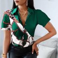 thumbnail image 2 of Moda mujer verano estampado cuello en V botón Casual manga corta blusa camisas Fridja  bn6523, 2 of 8