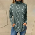thumbnail image 2 of TQWQT Plus Size Turtlenecks for Women Fall Floral Printed Tunic Top Long Sleeve Turtleneck T-Shirt Loose Fit Curved Hem Graphic Tee Dark Green L, 2 of 5