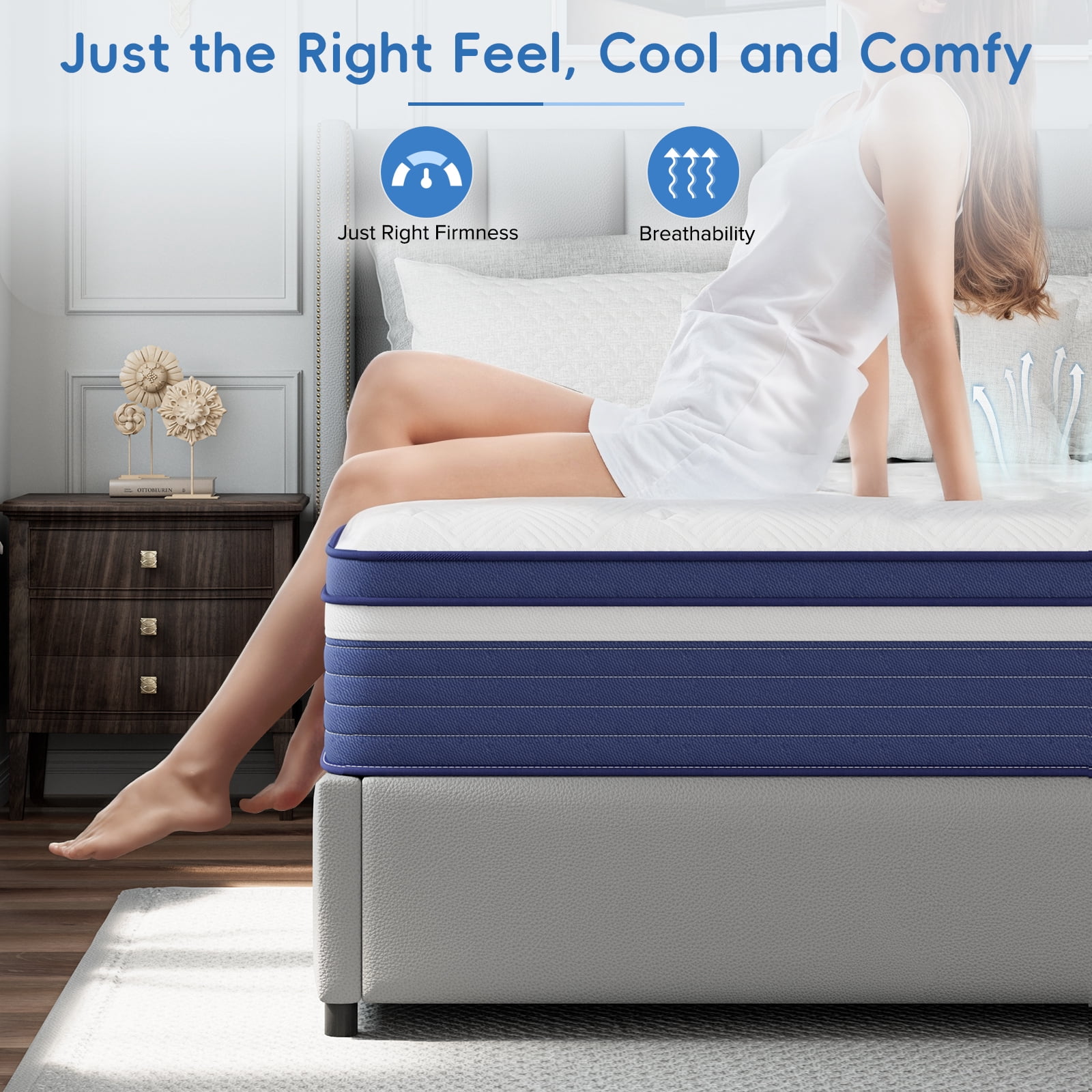 Babo Care King 12 inch Cooling Gel Memory Foam Hybrid Mattress with Individually Pocketed Coils, Medium Support, Motion Isolation, Mattress in a Box, CertiPUR-US Certified