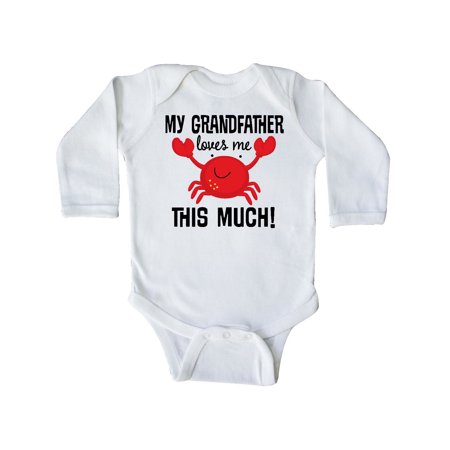 

Inktastic Grandfather Loves Me Grandchild crab Gift Baby Boy or Baby Girl Long Sleeve Bodysuit