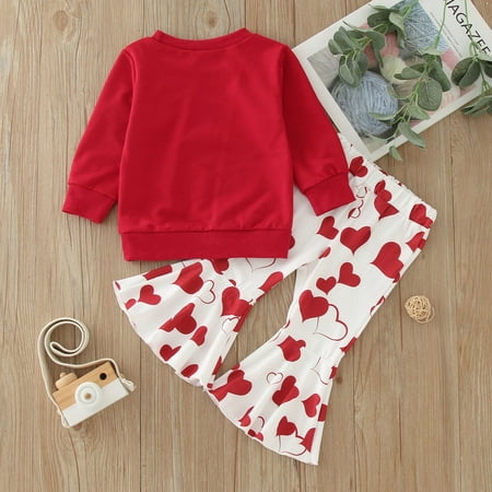 

Cathalem Toddler Kids Baby Girls Valentine s Day Long Sleeve Letters Printed Sweatshirt Tops Bell Cute Outfits for Teen Boys Childrenscostume Red 6-12 Months