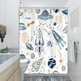 thumbnail image 4 of Space Shower Curtain for Kids, Cartoon Planet Shower Curtain Galaxy Shower Curtain Set for Bathroom, Waterproof Galaxy Universe Kids Shower Curtain Bathroom Decor Accessories,70X70IN, 4 of 4