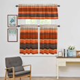 thumbnail image 3 of Kitchen Window Curtains Valance and Tier Set, Retro Orange Brown Beige Stripes Rod Pocket Tier Curtain Valance Set, Wood Grain Light Filtering Cafe Curtains for Bedroom Living Room, 3 of 9