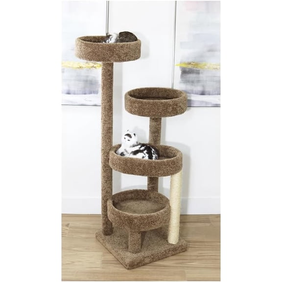 Natural Beauty Stylish Cat Climbing Tree 48" H x 24" W x 18" D Features Multiple Climbing Areas, Durable Scratching Posts, and Comfortable Resting Perches for Active Cats