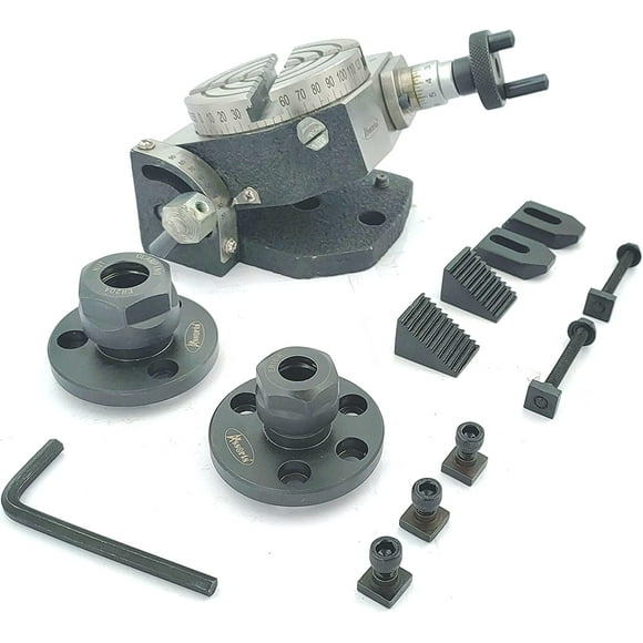 Assorts Table Rotative (3 Pouces/80 mm Inclinable, Adaptateur de Collet ER16 & 20 avec Kit de Pince M6)