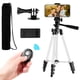 thumbnail image 1 of Trípode de viaje ligero de 110cm con control remoto Bluetooth - 4 secciones ajustables, soporte universal para cámara y teléfono, bolsa de transporte incluida - Carga máxima 1.5kg, ideal para, 1 of 6