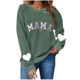 thumbnail image 4 of Women's Mama Printed Crewneck Sweatshirt Long Sleeve Drop Shoulder Heart Graphic Casual Loose Fit Tops (XL, Purple), 4 of 6