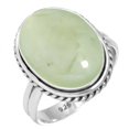 thumbnail image 1 of 925 Silver Ring For Women - Girls Green Real Prehnite Stone Silver Ring Size 13 Fashion Silver Ring Size 13 Gift For Mother On Halloween 925 Gemstone Silver Jewelry, 1 of 6