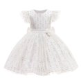 thumbnail image 1 of Vestidos de princesa con flores de encaje, vestido de verano para niñas pequeñas, boda, fiesta de cumpleaños, graduación, ropa para niños, disfraz informal 5T (Etiqueta 120) Gao Jinjia LED, 1 of 2