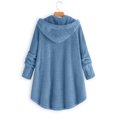 thumbnail image 4 of Womens Fleece Jacket Cat Ears Sherpa Hooded Coat Long Sleeve Winter Warm Plush Fuzzy Button Front Cozy Bed Outerwear, 4 of 4