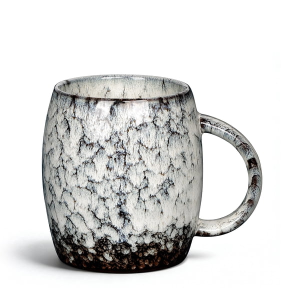 HEETHYCOOL 16 oz Ceramic Coffee Mug, Handmade Pottery Tea Cup with Reactive Glaze, White