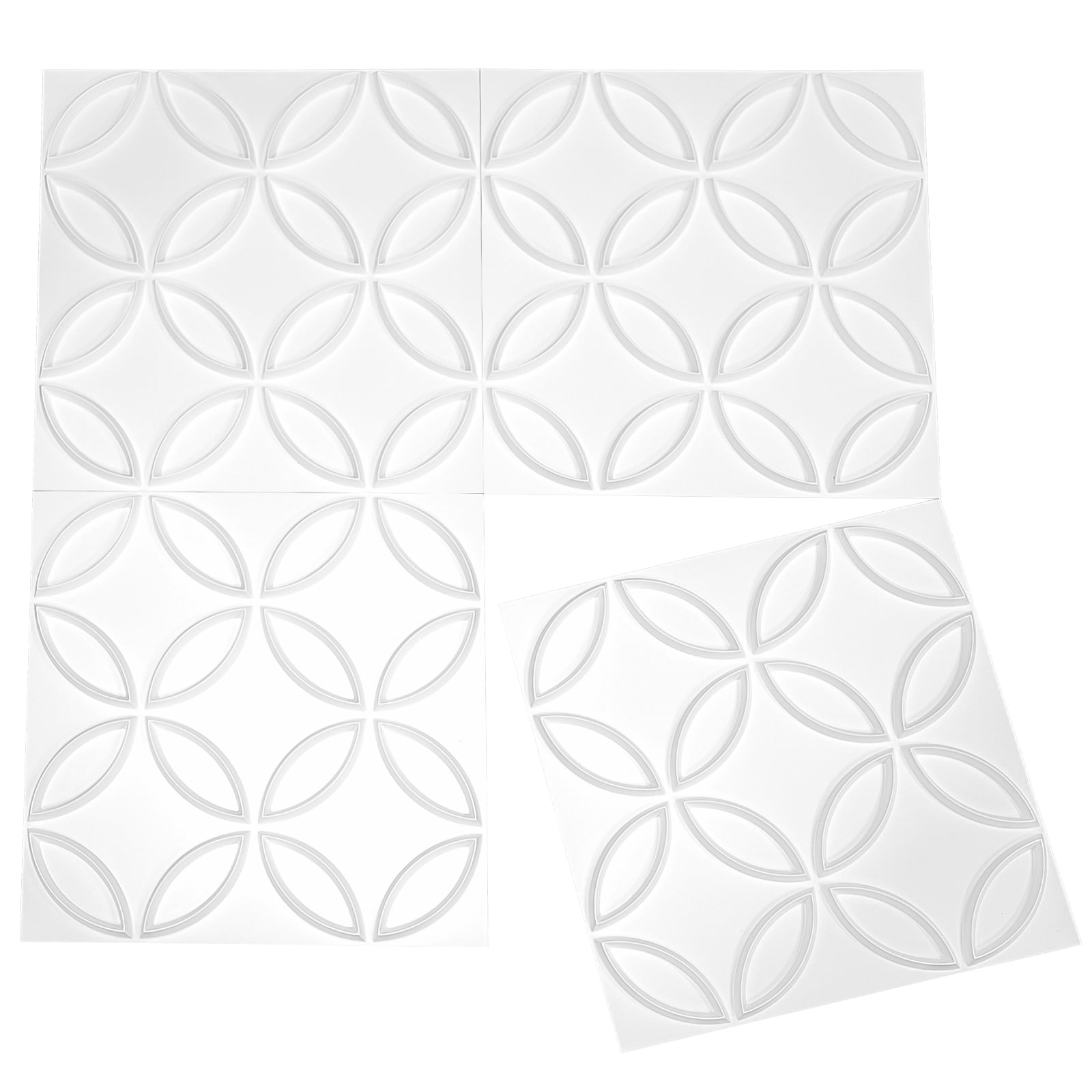 Art3d Interlocked Circles Design in White 19.7 in. x 19.7 in. PVC 3D Wall Panel (12-Pack)
