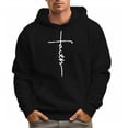 thumbnail image 3 of Men's 100% Cotton FAITH LETTERS Hoodie 450g Thick Pocket Hood, 3 of 14