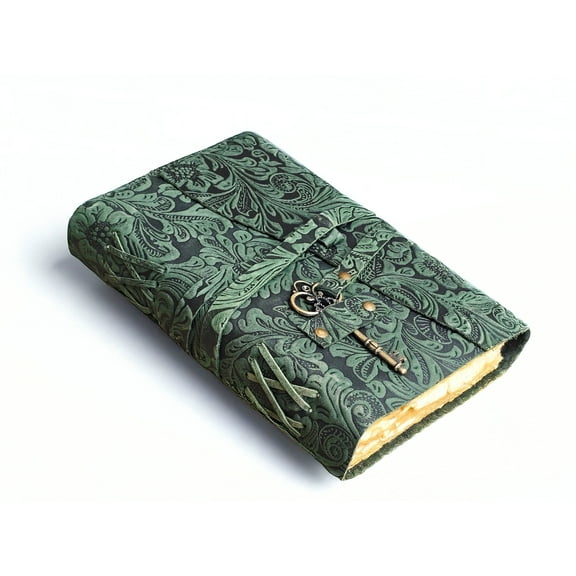 Quirky Craft Embossed Vintage Travel Journal -200 Vintage Deckle Edge Pages - 5 x 7 in, 200 Pages Sketchbook Leather Book of Shadows Leather Grimoire