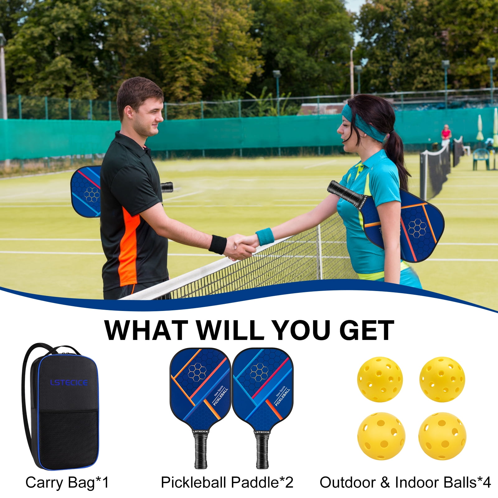 LSTECICE Pickleball Set – 4 Schläger, 4 Bälle, Tasche, USAPA-Standard
