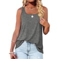 thumbnail image 2 of Women Sleeveless Shirt Fashionable Comfortable Breathable Curved Hem Women Tank Top for Summer Grey XL, 2 of 6