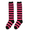 thumbnail image 3 of IWRICH Kids Girls Long Socks Knee High Leg Warmer Striped Stockings, Size 7-12 Years Hot Pink, 3 of 3