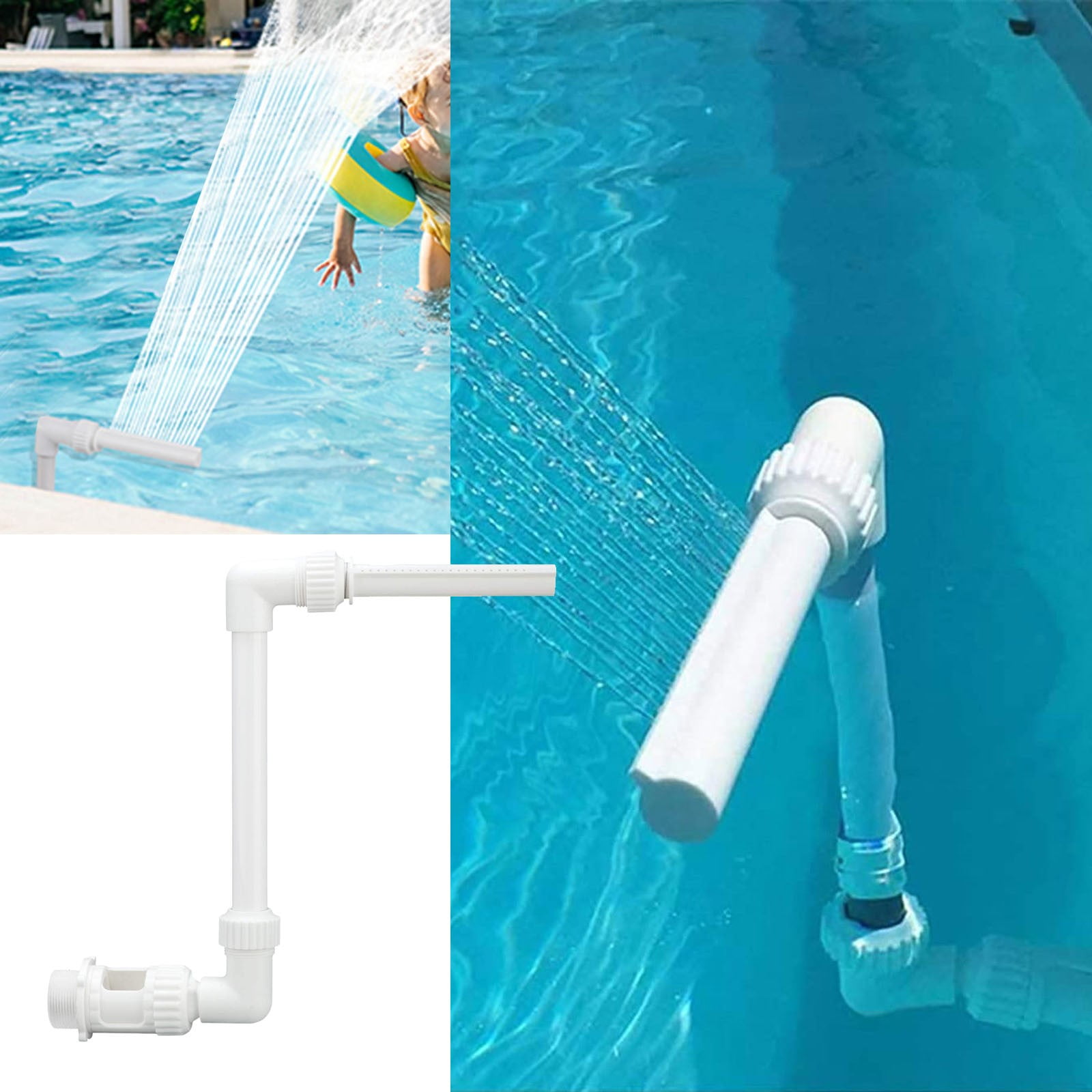 (Clearance) BNNG Pool Waterfall Spray Pond Fountain - Water Fun Sprinklers Above In Ground Swimming Pool Decoration Accessories, Adjustable Pool Aerator Cool Warm Water Temperatures Backyard Decor