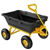 Zimtown 770 lbs Garden Dump Cart 4 Wheel All Terrain Steel Frame Quick Release, Yellow & Black