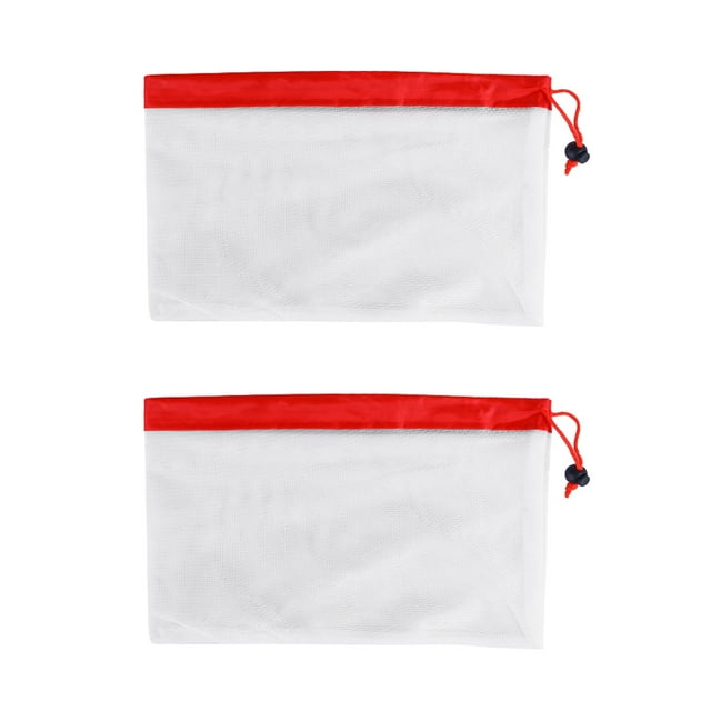 EeaseCA 2pcs 8 Inch Reusable Mesh Produce Bags Washable Eco Friendly Bags for Grocery Shopping Storage Fruit Vegetable Toys (Red)