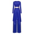 thumbnail image 2 of Linjinx Womens Liturgical Dance Costume Metallic Shiny Patchwork Irregular Dress with Wide-Leg Pants Blue M, 2 of 7
