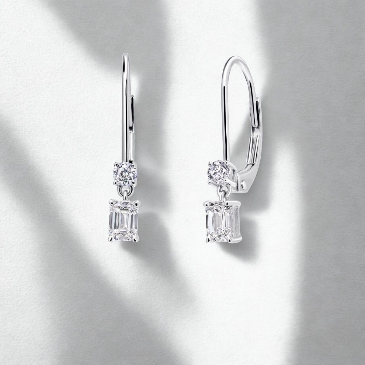 Diamond Affection 1/2 Cttw Lab Created Emerald Cut Diamond Dangle Earrings for Women Drop Lever Back Rhodium Plated 925 Sterling Silver
