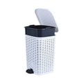 thumbnail image 4 of Superio Small Outdoor Trash Can with Lid for Dog Poop 3 Gallon/12 L Mini Plastic Garbage Can with Foot Pedal for Bathroom, Bedroom, Office, Patio, Wicker White, 5 Pack, 4 of 8