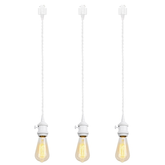 KAYYELAMP 3 Pcs H-Type Tracking Light White E26 Mini Base Retro Design 34.6 in Cord Pendant Lamp for Kitchen Home Farmhouse(No Bulb, Track)