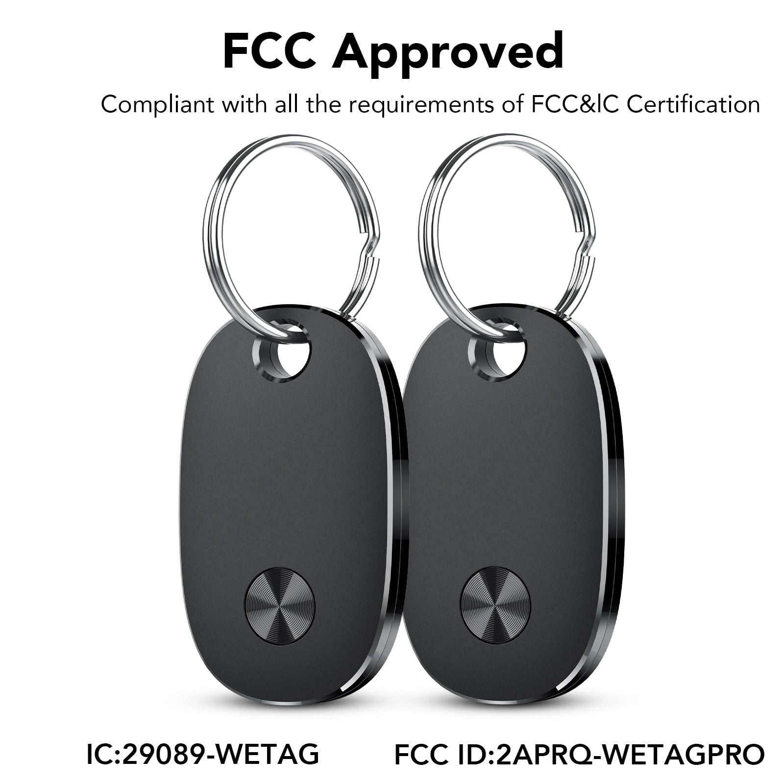 Bluetooth Tracker Tag 4 Packs, Item Locator Works with Find My APP(iOS Only), Smart Tag for Keys/Luggage/Wallets/Suitcases, Keys Finder Replaceable Battery, IP67 Waterproof Black, FCC Approved