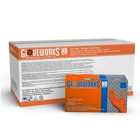 

Gloveworks Heavy Duty Nitrile Latex Free Industrial Disposable Gloves X-Large Orange 1000/Case