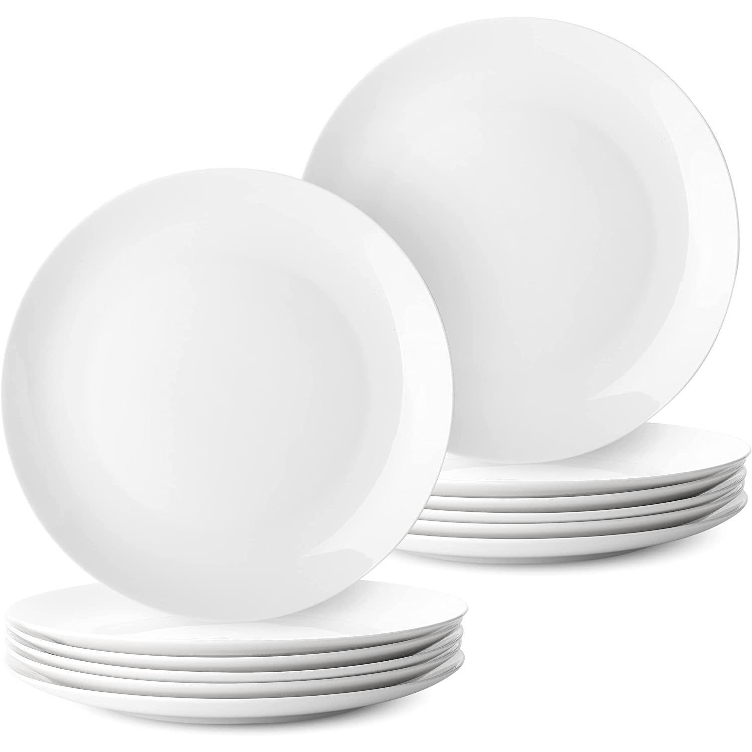 BTaT White Dinner Plates, Set of 12, White Plates, White Dinner Plates Bulk, White Plate Set