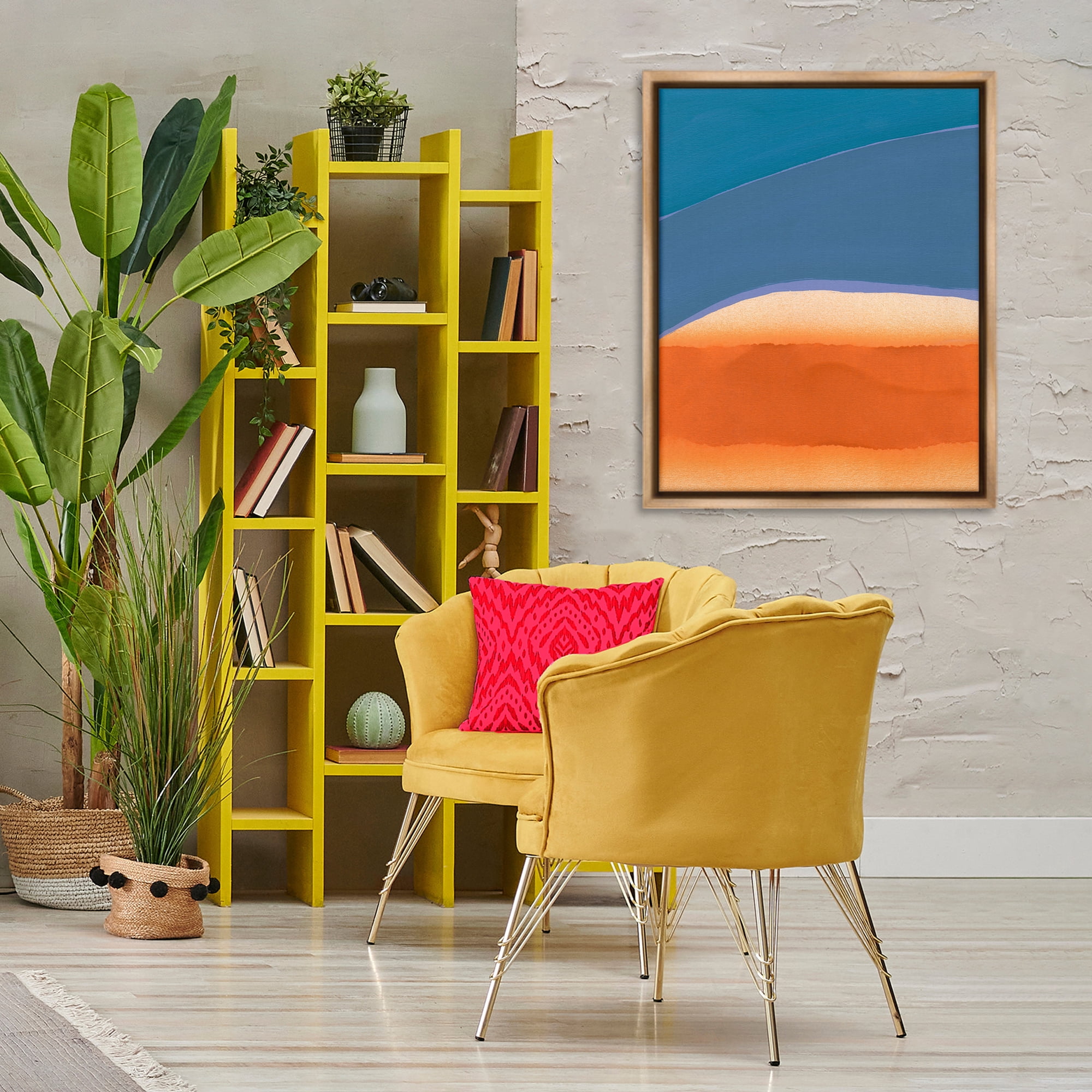 Stupell Industries Modern Desert Sunrise Abstract Painting Brown Floater Framed Canvas Art Print Wall Art, 25 x 31