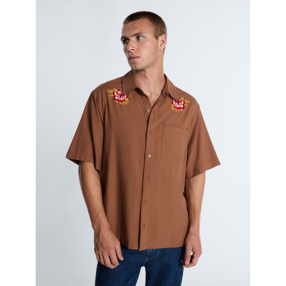 Kacey Lee Men's Button Up Woven Shirt with Short Sleeves, Sizes S-2XL