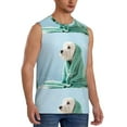 thumbnail image 2 of Xecao Dog Wrapped in Towel Print Men's Tank Top: Sleek Sleeveless Tee for Casual Sports and Beach Occasions-X-Large, 2 of 7
