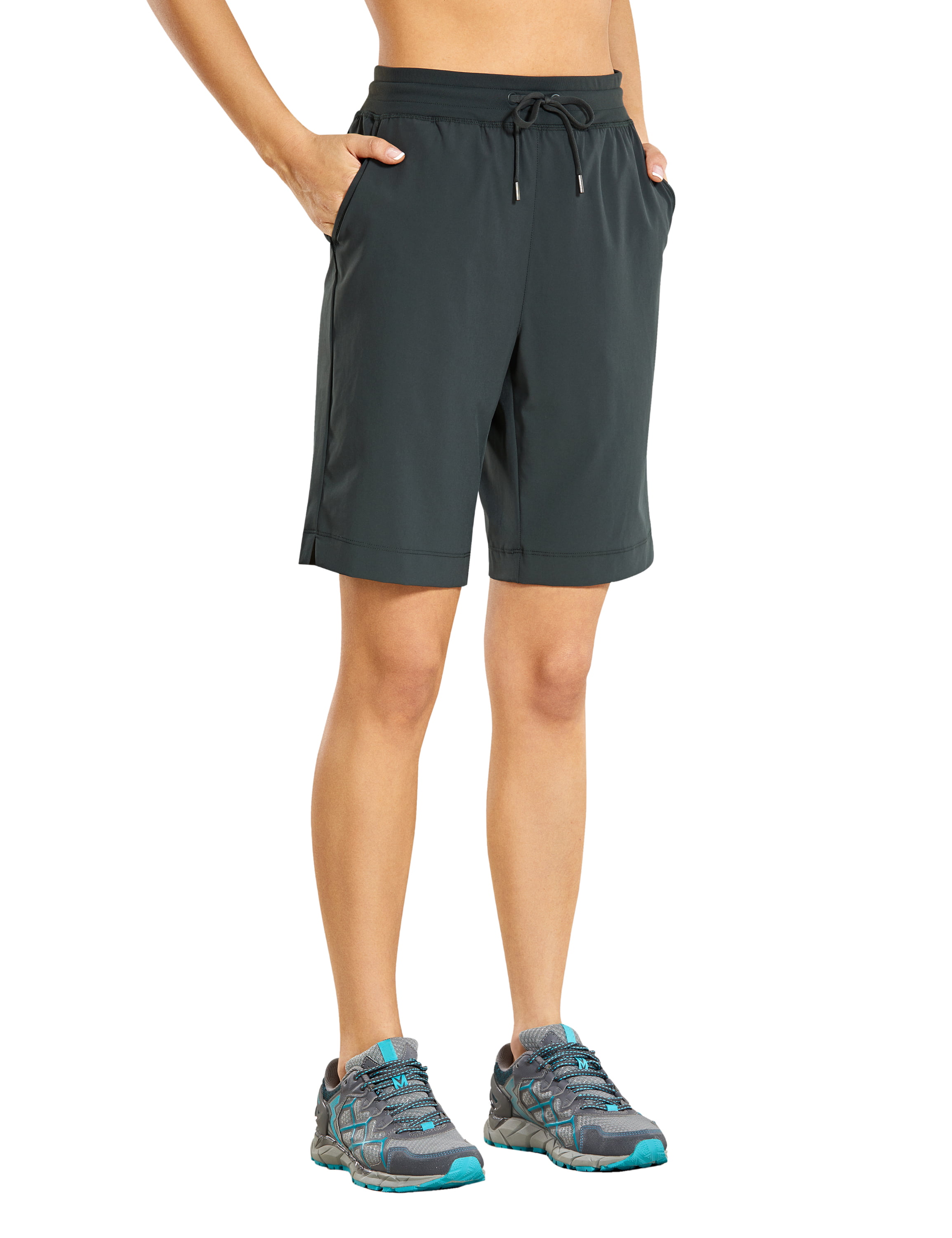 CRZ YOGA Womens Medium Rise Relaxed Fit Sports Shorts with Pockets 2.5 Inches